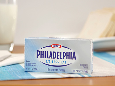 PHILADELPHIA 1/3 less fat than Cream Cheese